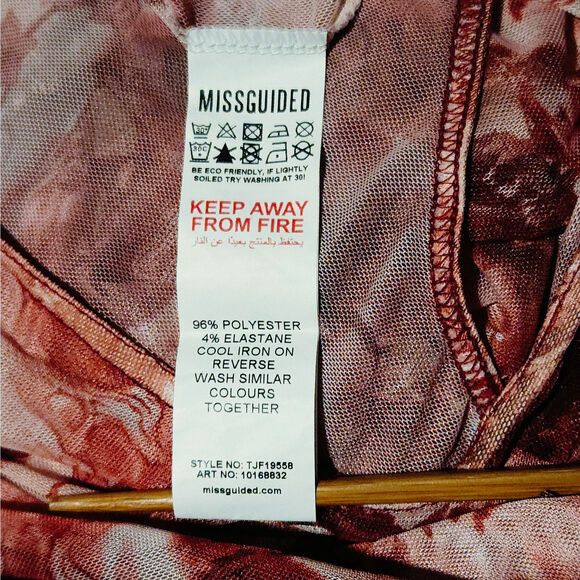 Missguided Mesh Dragon Print Bodysuit Mock Neck Long Sleeve Sheer Stretch 4 NWT - Picture 7 of 9